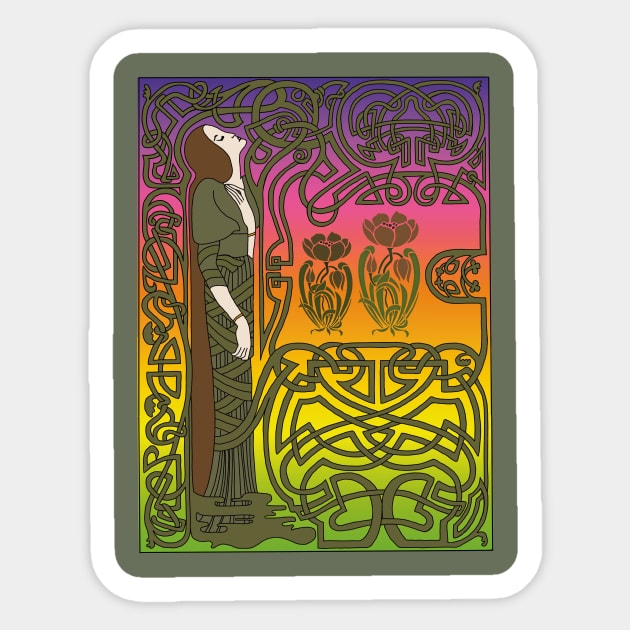 Celtic Lady (sage on rainbow) Sticker by Soth Studio